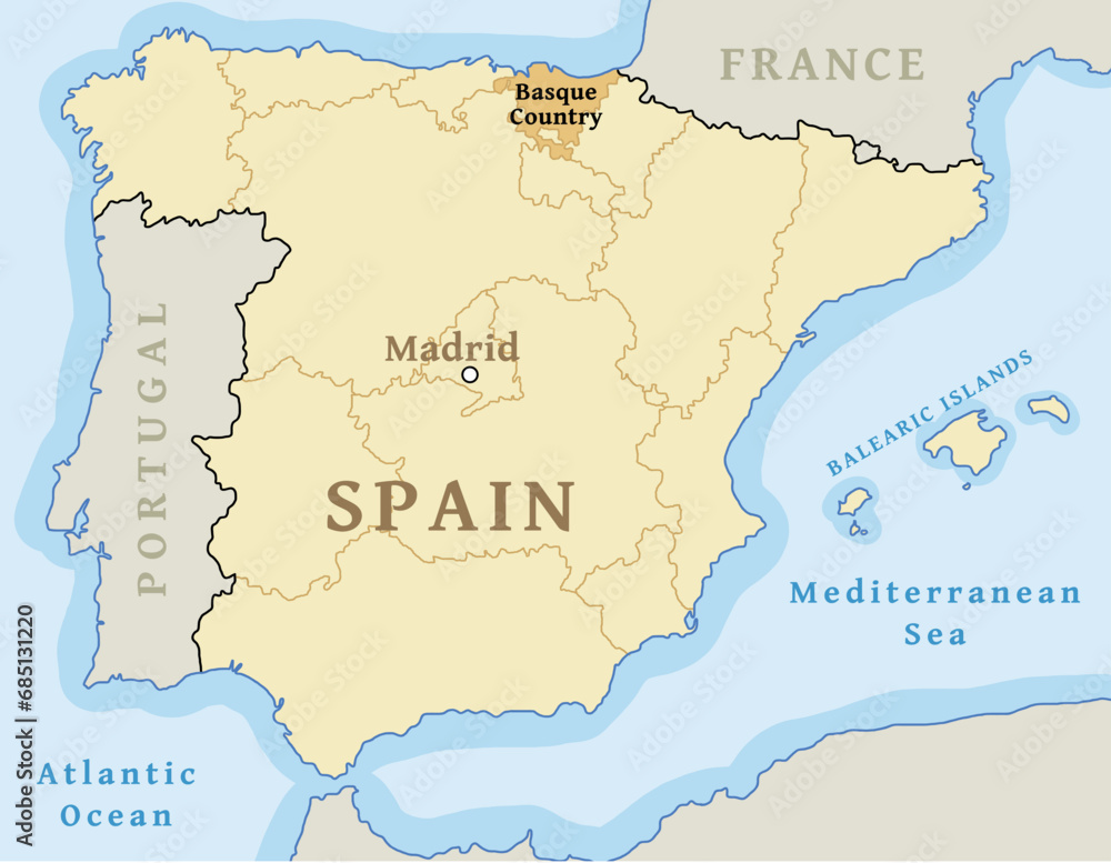 Basque Country location on map of Spain