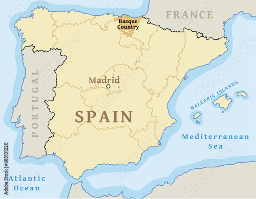 Basque Country location on map of Spain photo