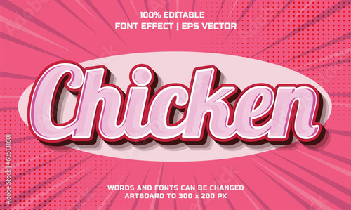 Chicken 3d editable vector text style effect