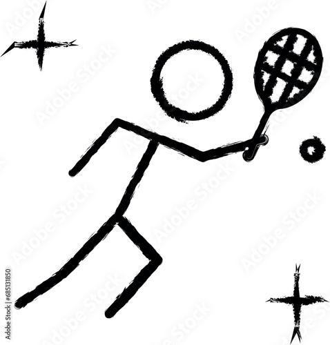 Tennis, sport vector icon in grunge style