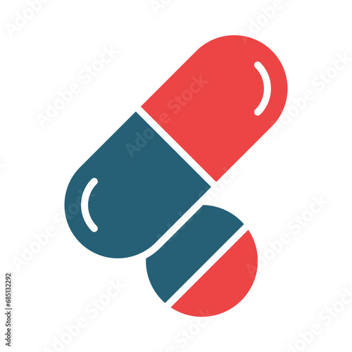 Pills Glyph Two Color Icon Design