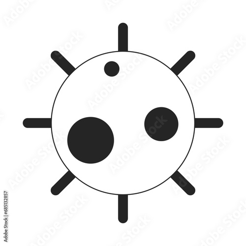 Virus epidemic black and white 2D line cartoon object. Disease infectious isolated vector outline item. Sars eris omicron virus. Acute disease. Influenza outbreak monochromatic flat spot illustration