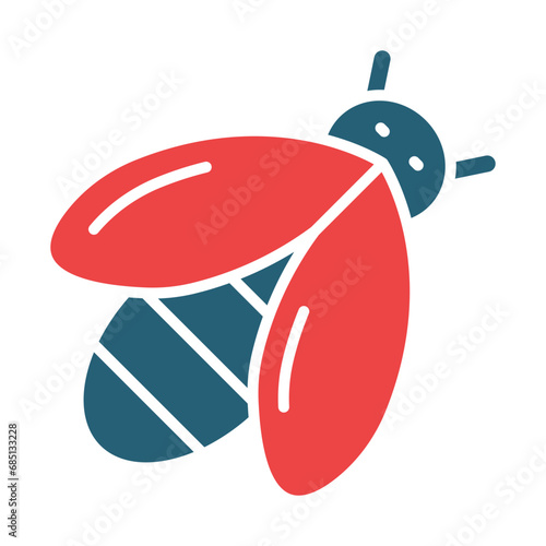 Bee Glyph Two Color Icon Design