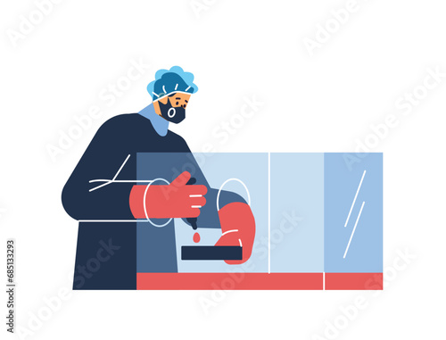 Scientist virologist, cartoon vector illustration isolated on white