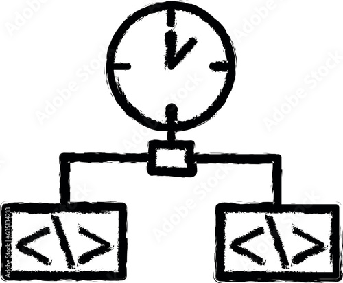 Time management, productivity, time, clock, hour vector icon in grunge style