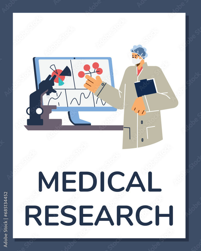 Scientist working in laboratory with computer, vector illustration Scientist working in laboratory with computer, vector illustration