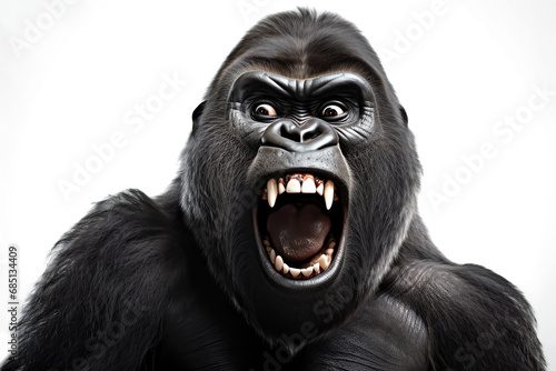 angry gorilla attack head isolated on transparent background