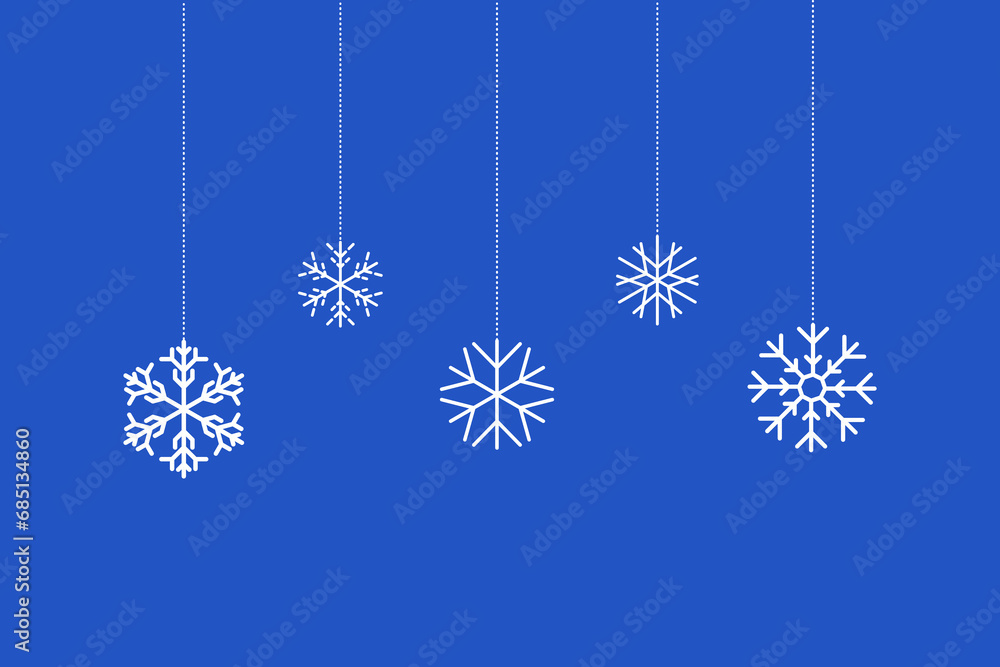 Merry Christmas and Happy New Year. Snowflake christmas vector decoration. Happy xmas christmas new year, decorative snowflakes hanging. Vector illustration. Merry Christmas and Happy New Year. Snowflake christmas vector decoration. Happy xmas christmas new year, decorative snowflakes hanging. Vector illustration.
