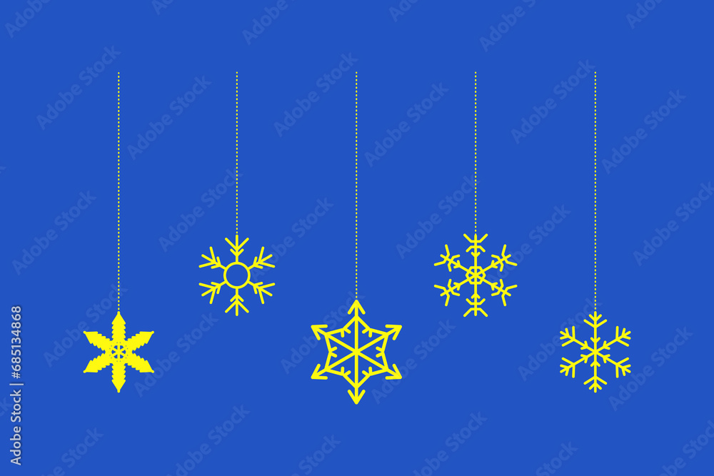 Merry Christmas and Happy New Year. Snowflake christmas vector decoration. Happy xmas christmas new year, decorative snowflakes hanging. Vector illustration. Merry Christmas and Happy New Year. Snowflake christmas vector decoration. Happy xmas christmas new year, decorative snowflakes hanging. Vector illustration.