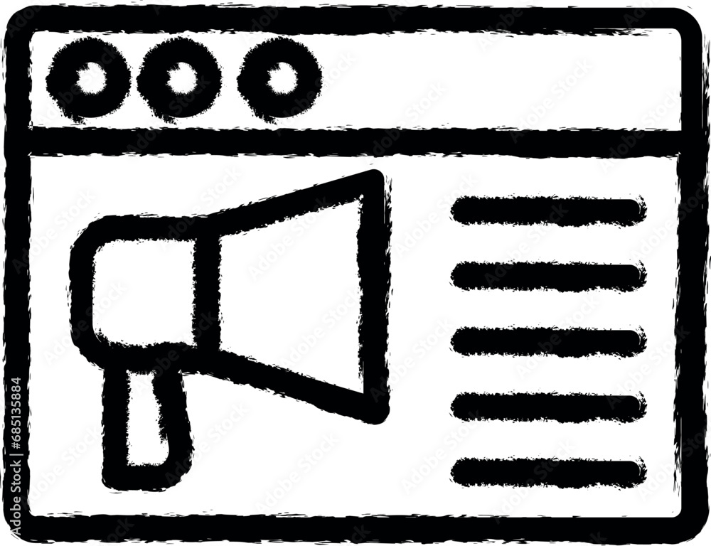 Obraz premium Browser, web site, megaphone vector icon in grunge style