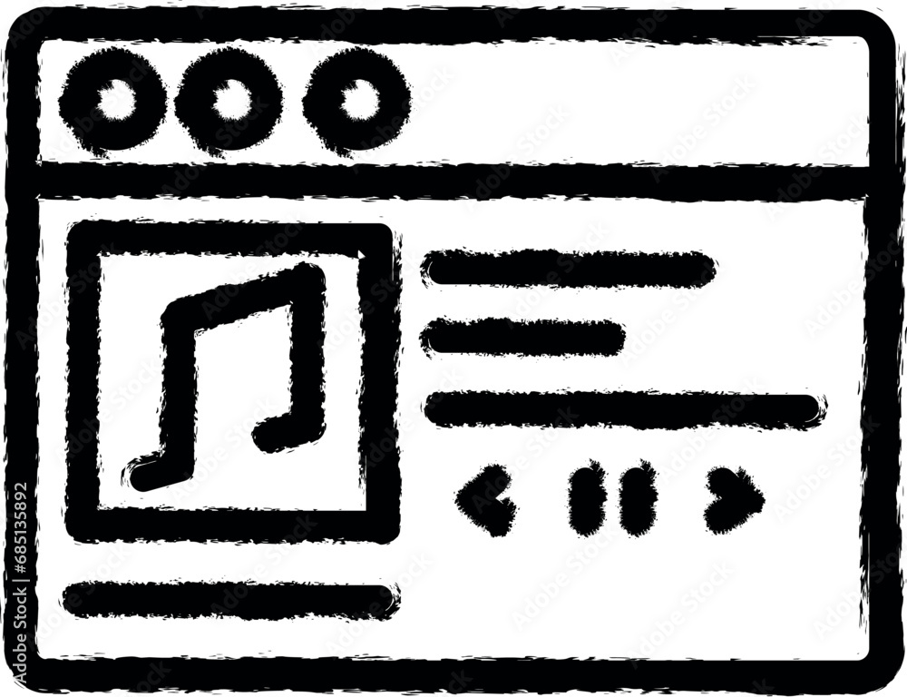 Obraz premium Browser, web site, music vector icon in grunge style