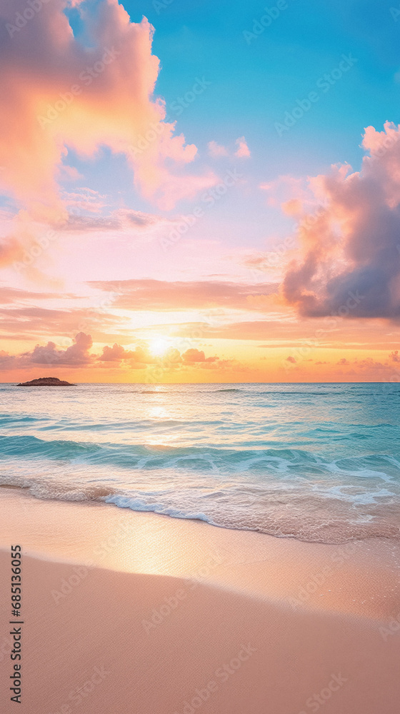 Beautiful tropical beach and sea at sunset time - Holiday Vacation concept.