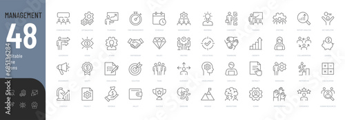 Management Line Editable Icons set. Vector illustration in modern thin line style of business icons: functions, principles, goals, and more. Pictograms and infographics for mobile apps