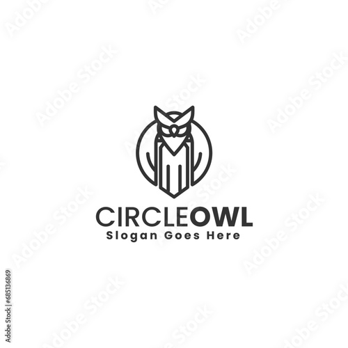Vector Logo Illustration Nature Owl Line Art Style
