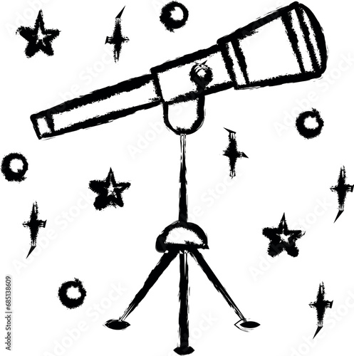 Telescope vector icon in grunge style