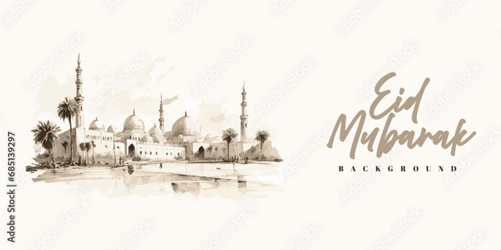 Eid mubarak background design illustration