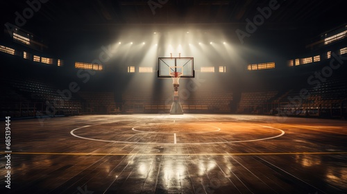 empty basketball arena with dramatic lighting