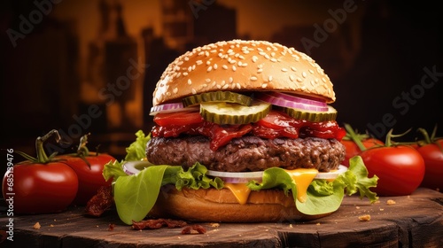 background meat burger food mouthwatering illustration delicious juicy  grilled beef  bacon gourmet background meat burger food mouthwatering