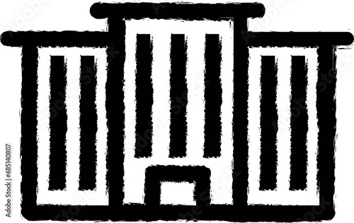 office building vector icon in grunge style