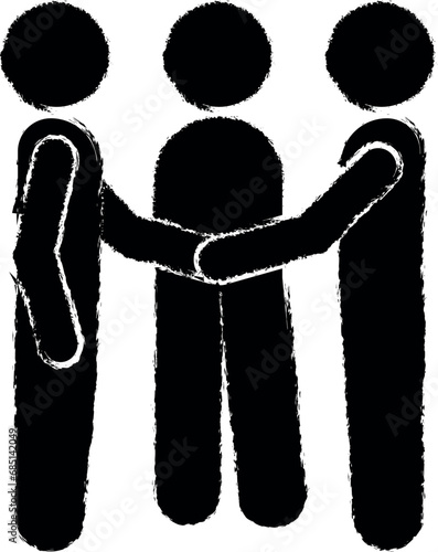 to reconcile two people vector icon in grunge style