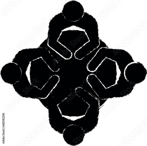 round-table discussion vector icon in grunge style