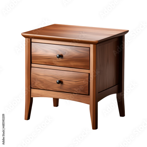 Cabinet, bedroom wooden furniture nightstand isolated on white transparent, PNG