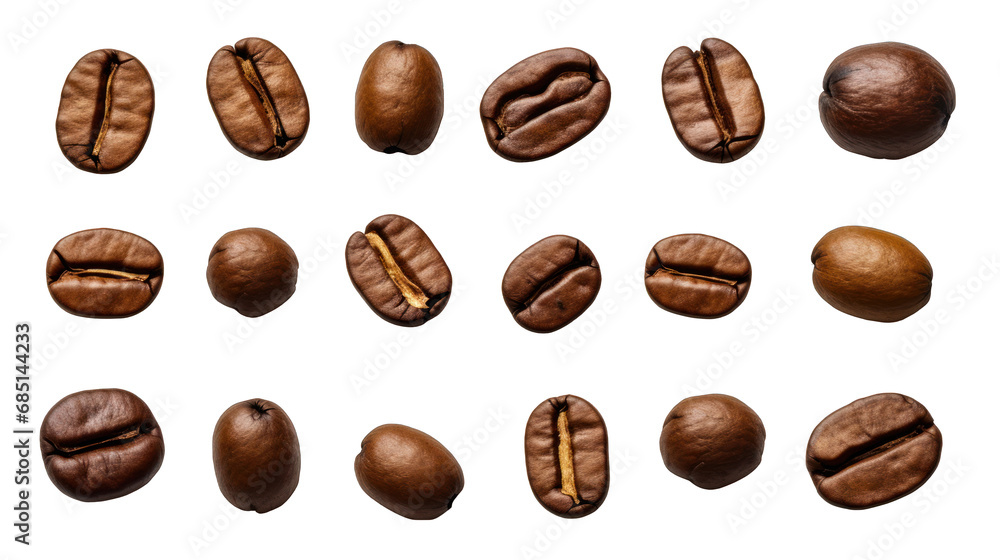 Set of Coffee Beans Isolated on Transparent or White Background, PNG Set of Coffee Beans Isolated on Transparent or White Background, PNG
