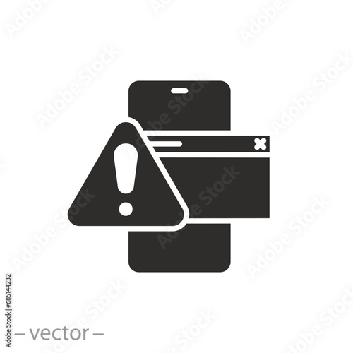 obscene site page warning icon, uncensored content, inappropriate censored content, flat symbol - editable stroke vector illustration