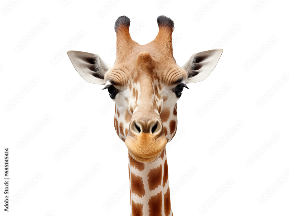 Giraffe head isolated on transparent background