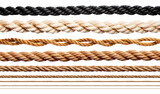 Set of ropes - various load-bearing capacity, flexibility, colors and durability models - isolated transparent PNG