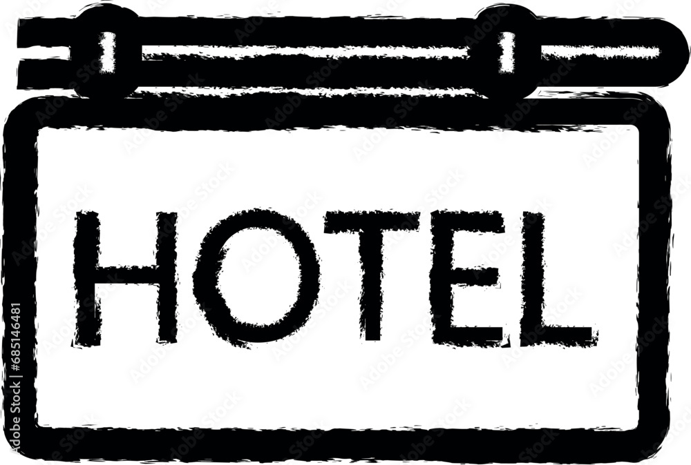 hotel sign vector icon in grunge style