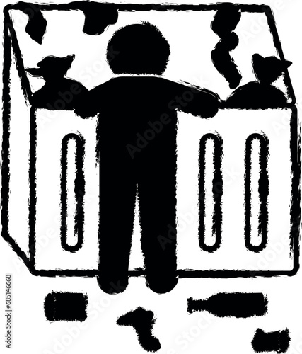 garbage poor man vector icon in grunge style
