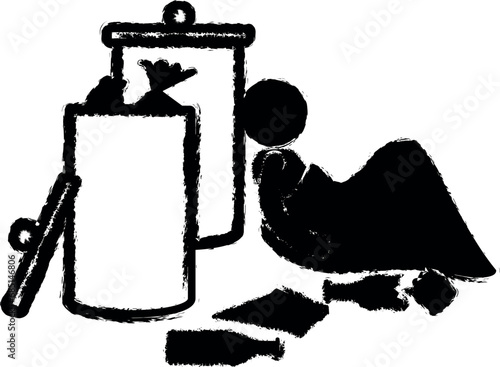 poor beggar vector icon in grunge style
