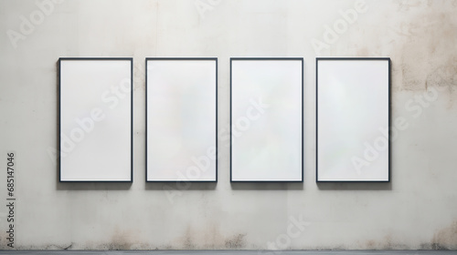Generative AI, set of four posters mock up, blank minimalistic background, artwork template photo