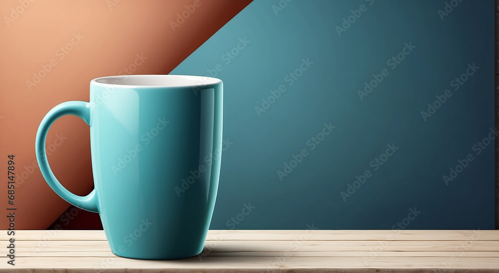 A realistic Coffee Mug advertisement background with space for text at the side - AI Generative A realistic Coffee Mug advertisement background with space for text at the side - AI Generative