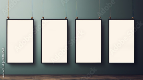 Generative AI, set of four posters mock up, blank minimalistic background, artwork template
