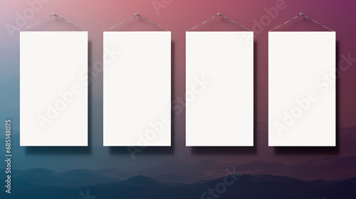 Generative AI, set of four posters mock up, blank minimalistic background, artwork template