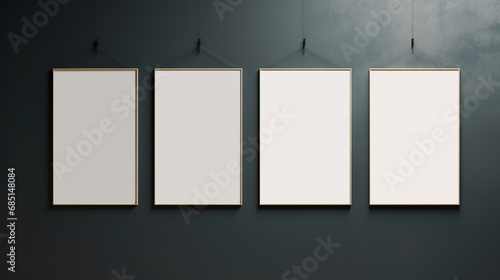 Generative AI, set of four posters mock up, blank minimalistic background, artwork template