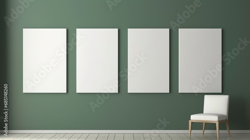 Generative AI, set of four posters mock up, blank minimalistic background, artwork template photo