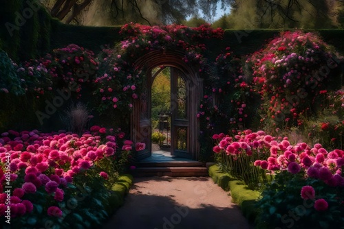 Entrance door with flowers