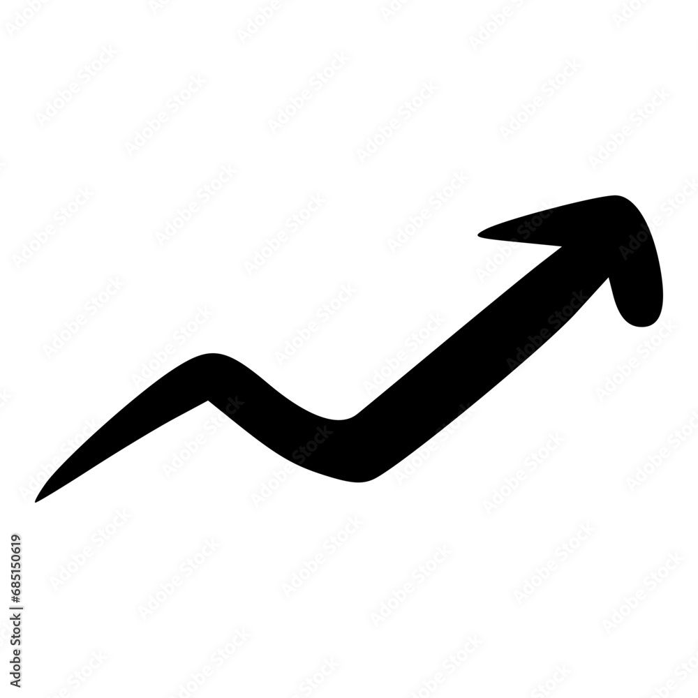 simple increase zig zag arrow doodle line icon simple increase zig zag arrow doodle line icon