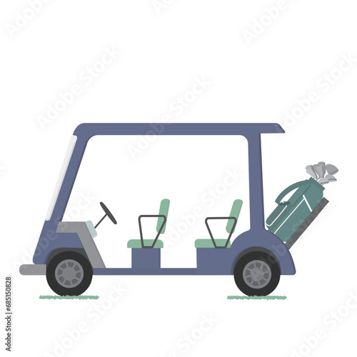 キャディバッグを乗せたゴルフカート