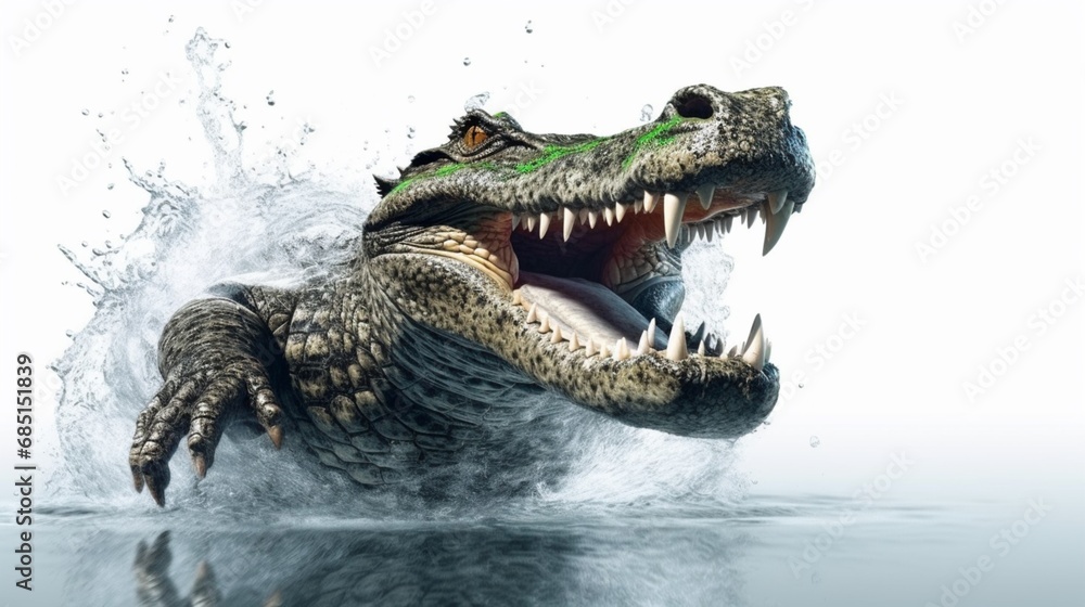 Fototapeta premium Alligator crocodile in water Ai Generative