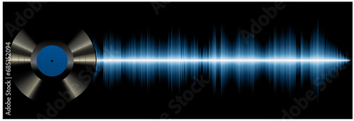 vector sound diagram and LP record, abstract music background