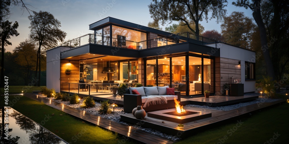 Fototapeta premium minimalist house architecture design with private oasis