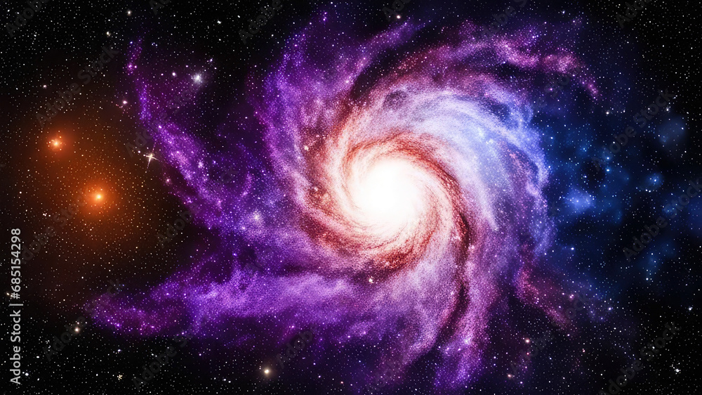 Universe filled with stars, Nebula, spiral galaxy on a dark space background, wormhole, deep outer cosmos.Generative AI