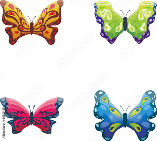 Butterfly icons set cartoon vector. Collection of colorful butterfly. Entomology, zoology