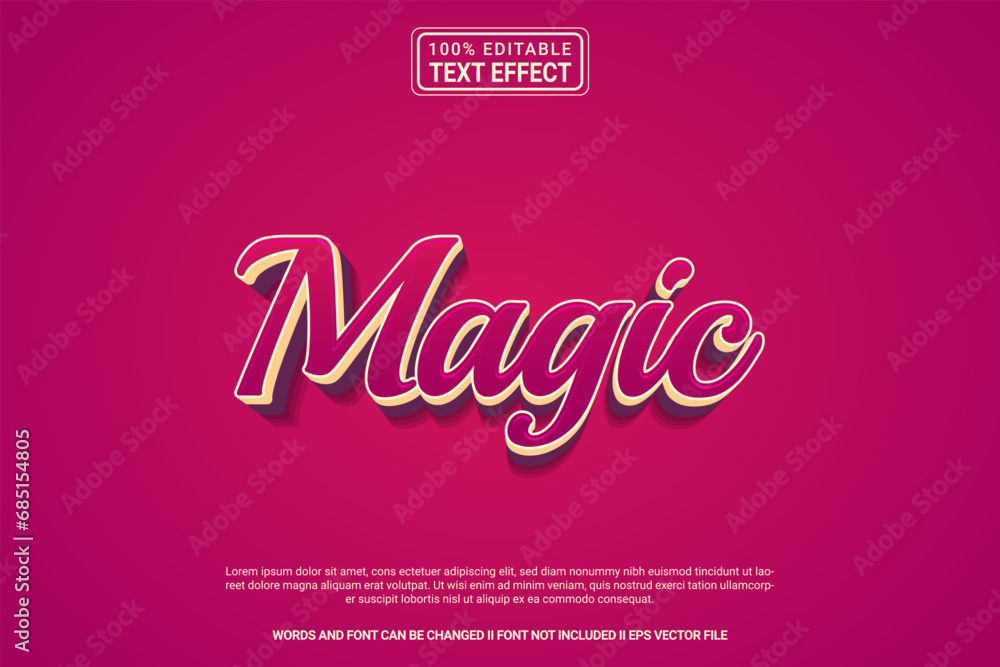 Editable text effect Magic 3d cartoon template style modren premium vector