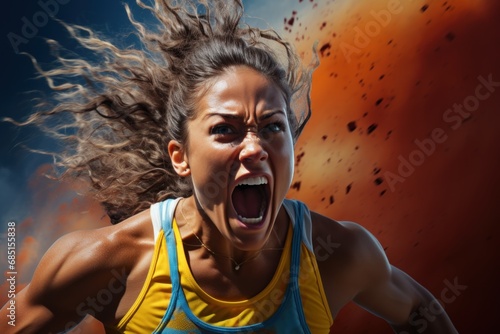 Female runner raw emotion at the finish line, runner image © Ingenious Buddy 