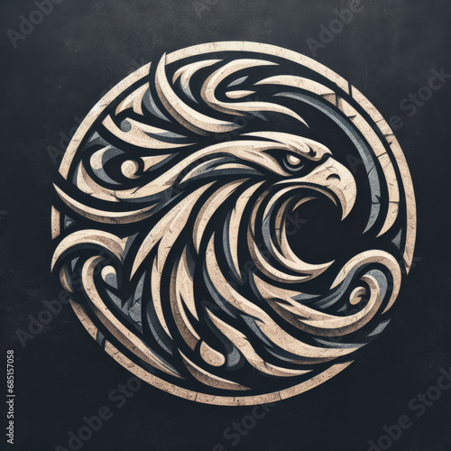 3d eagle logo carving and engraving on dark background